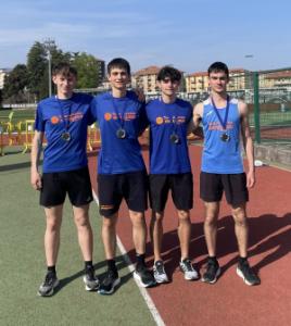 nella foto la squadra Under 20 4×100 Ventura, Audagnotti, Gallini e Cominetti