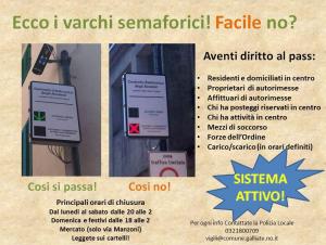 Il volantino che avvisa della Ztl nel centro di Galliate